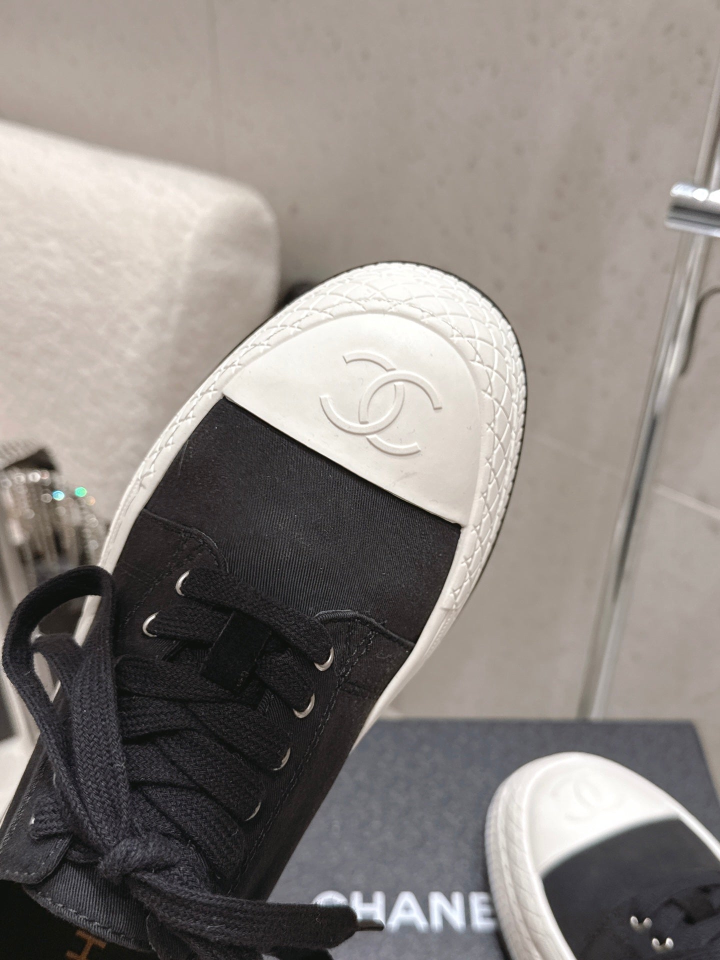 Chanel 2026 Panda Sneakers Black White Denim Leather 762922