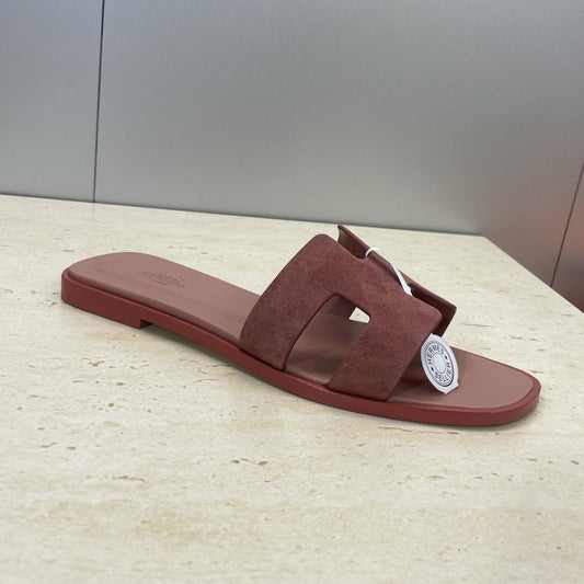 HM 26ss Oran Sandals Dusty Rose Suede Cowhide 607205