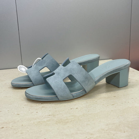 HM 26ss Oran Sandals 45 Muted Teal Suede Cowhide 607219