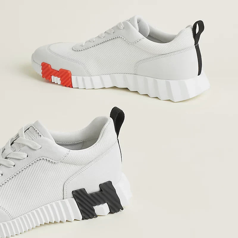 Hermes 2026 Bouncing Sneaker White Black Red Mesh Goatskin