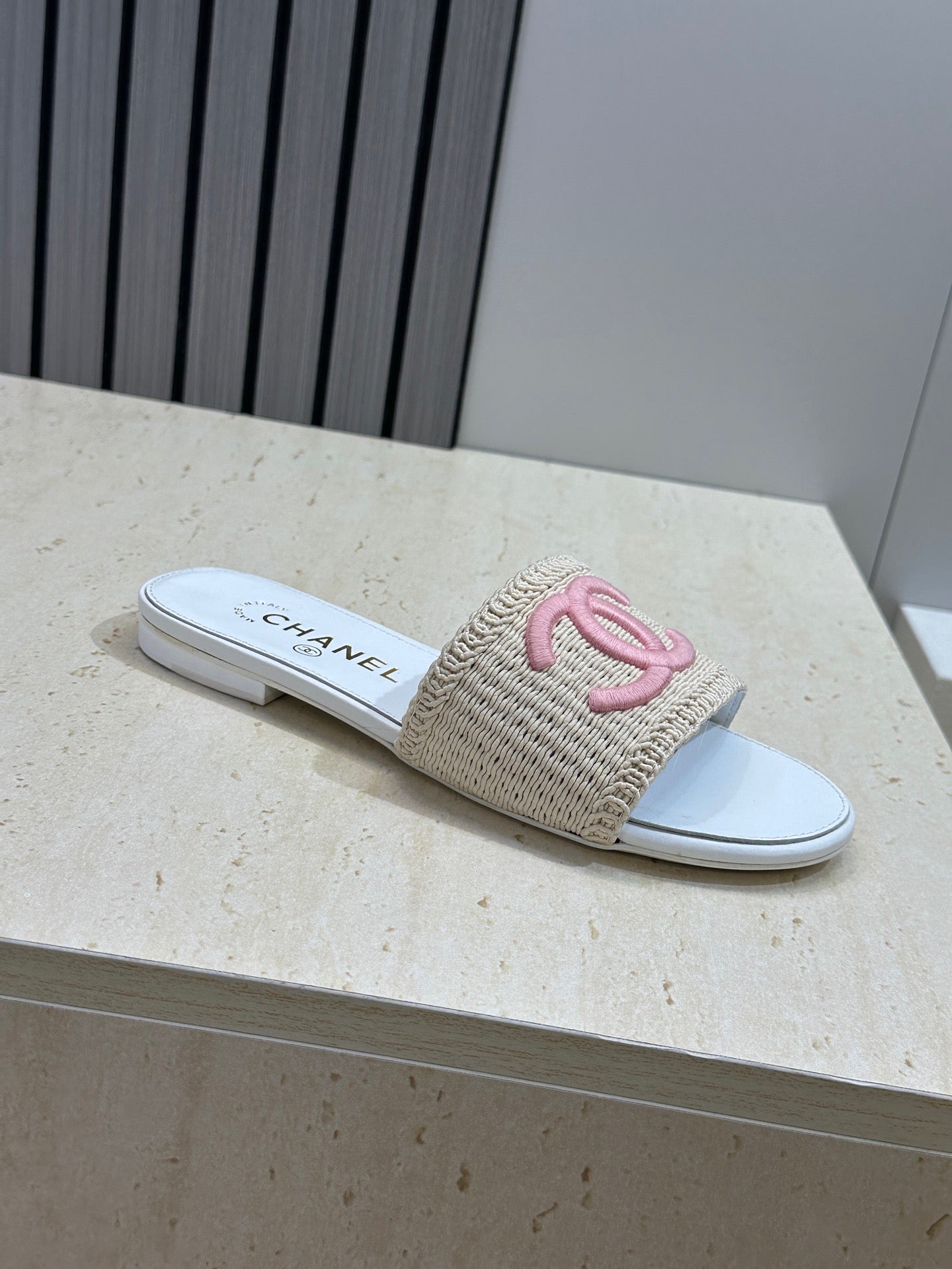 Chanel 2026 Double C Letter Slipper Woven Leather 787171