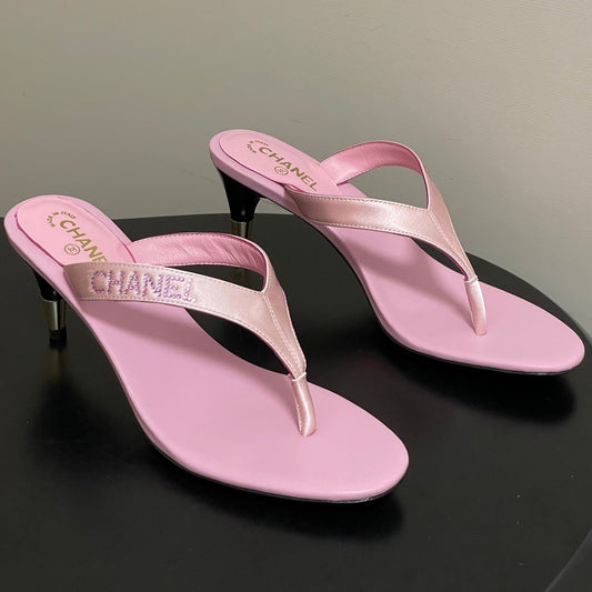 Chanel 2026 High-Heeled Flip-Flops Leather Sheepskin 834697