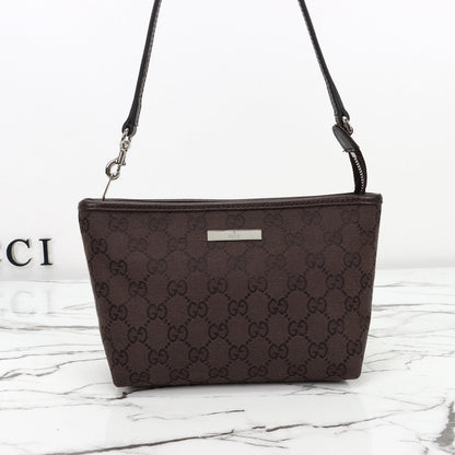 Gucci 2026 Small Pouch with Strap 17cm Dark Brown Canvas Leather