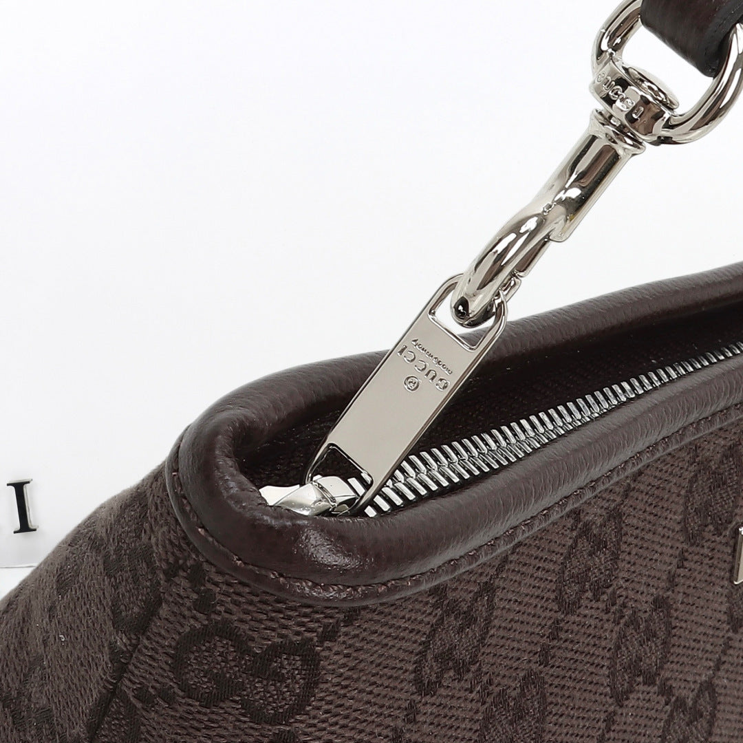Gucci 2026 Small Pouch with Strap 17cm Dark Brown Canvas Leather