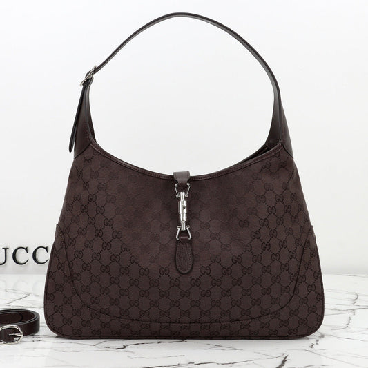 Gucci 2026 Jackie 1961 40cm Dark Brown Canvas Leather