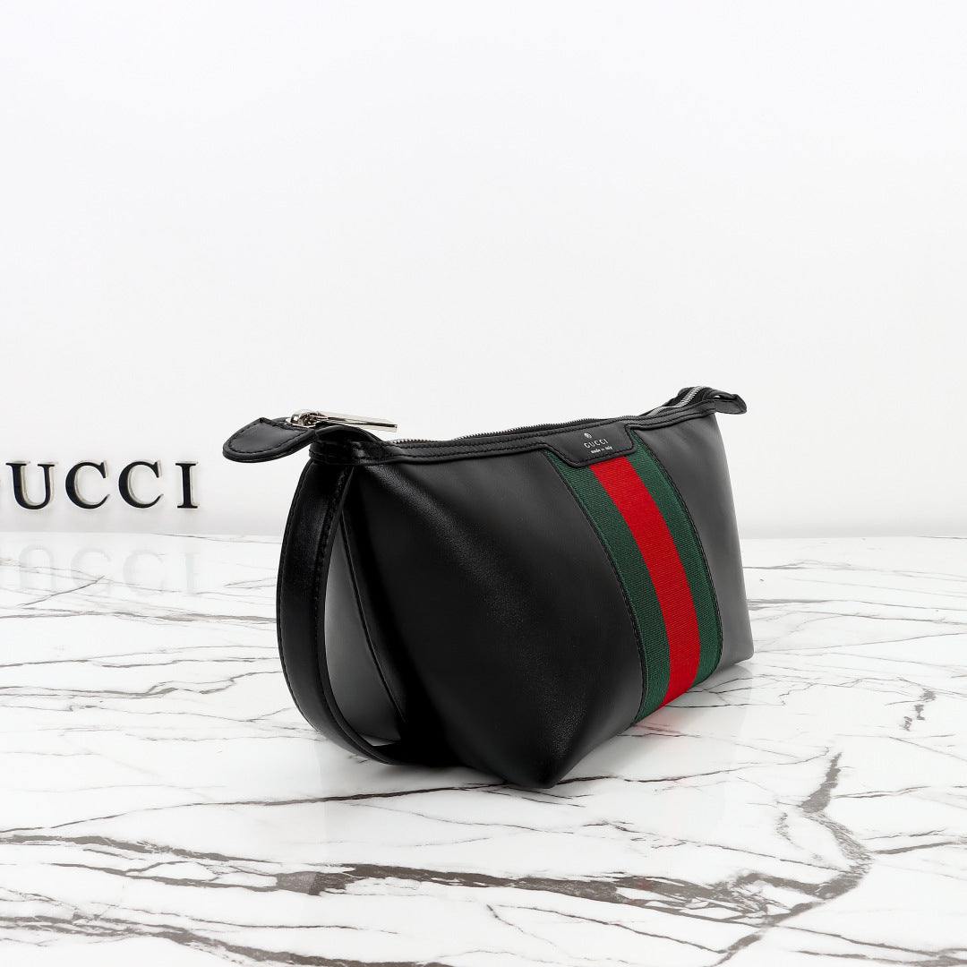 Gucci 2026 Mega Web Trademark Crossbody Bag 22cm Balck Canvas Leather