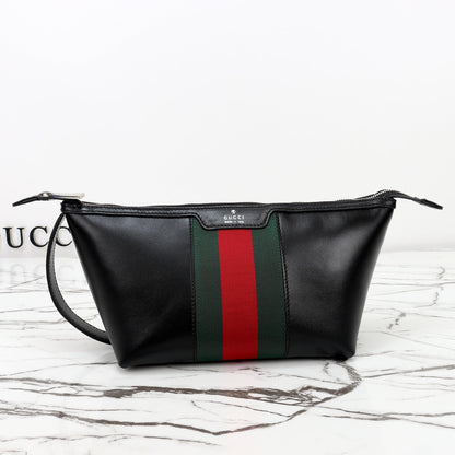 Gucci 2026 Mega Web Trademark Crossbody Bag 22cm Balck Canvas Leather
