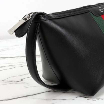 Gucci 2026 Mega Web Trademark Crossbody Bag 22cm Balck Canvas Leather
