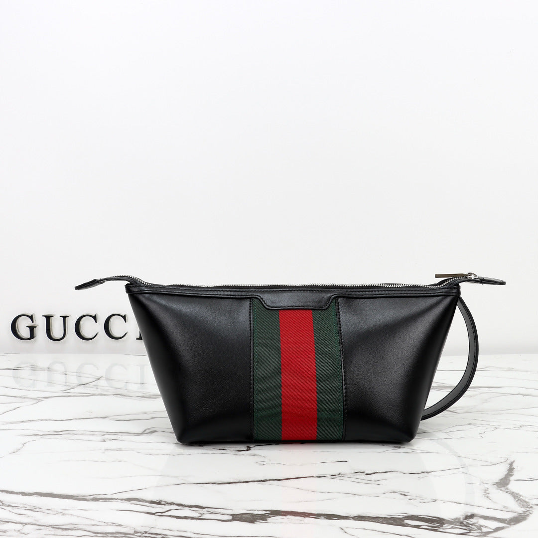 Gucci 2026 Mega Web Trademark Crossbody Bag 22cm Balck Canvas Leather