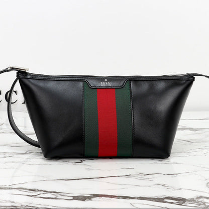 Gucci 2026 Mega Web Trademark Crossbody Bag 22cm Balck Canvas Leather
