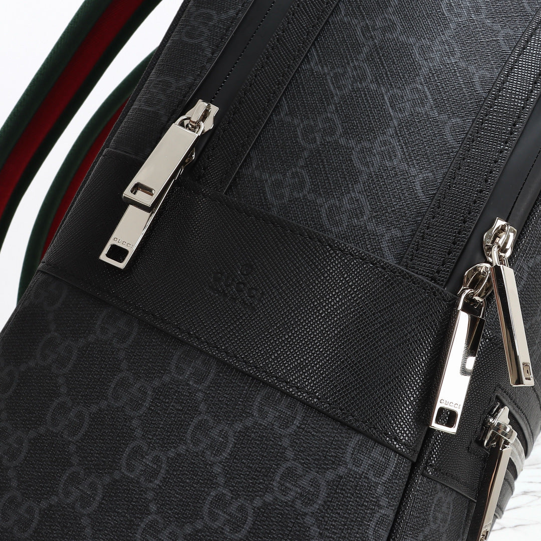 Gucci 2026 Essence Classic Backpack 44cm Black Canvas Leather