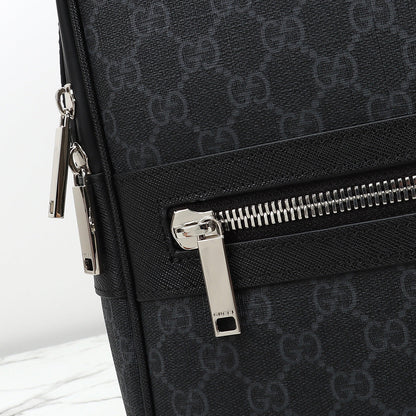 Gucci 2026 Essence Classic Backpack 44cm Black Canvas Leather