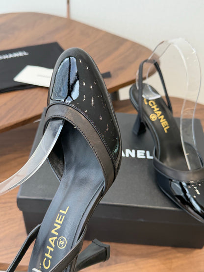 Chanel 2026 Back Strap High Heels Sheepskin Patent Leather 833962