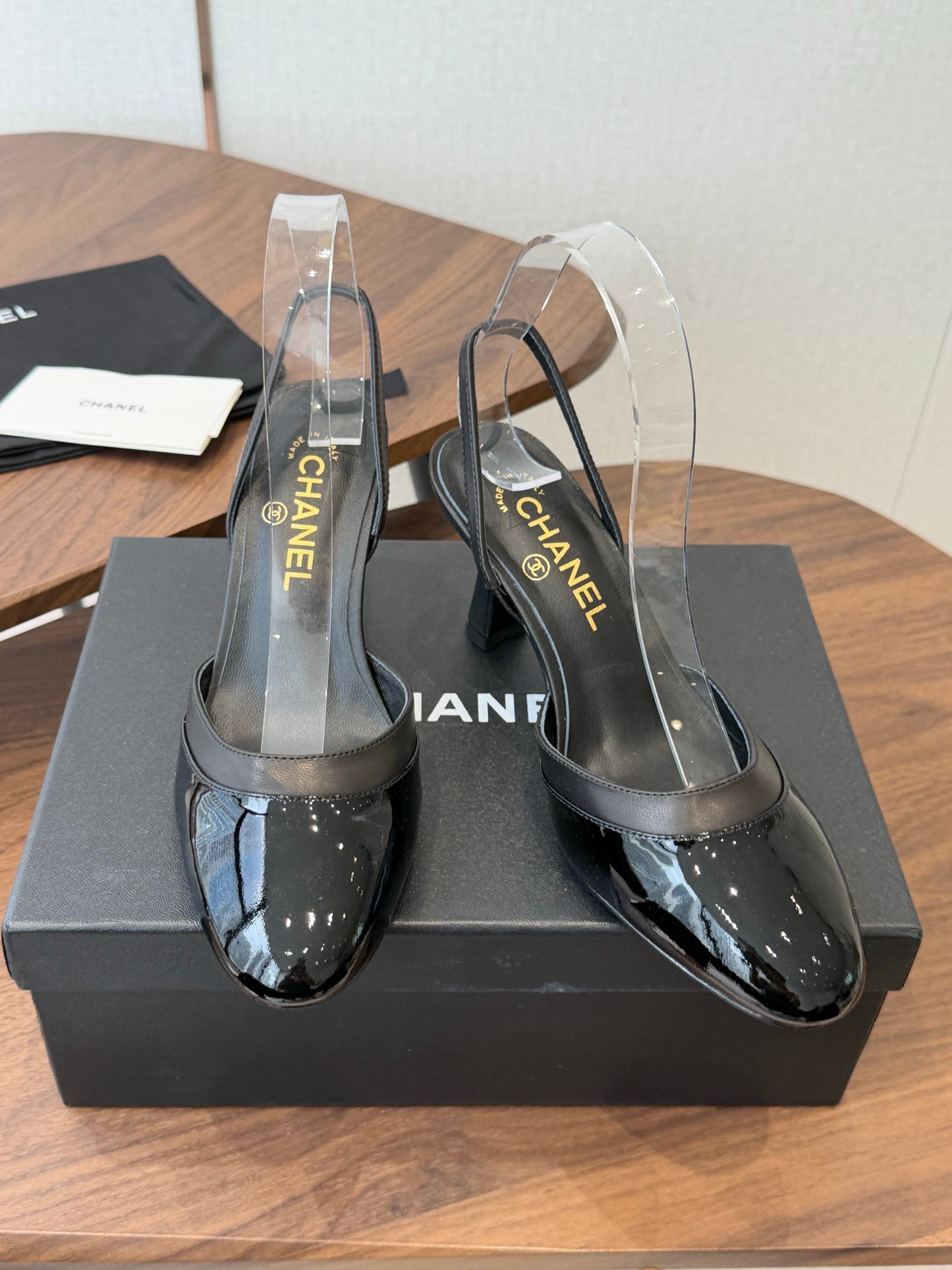 Chanel 2026 Back Strap High Heels Sheepskin Patent Leather 833962