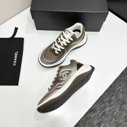 CC 26s Casual Sneakers Taupe Sliver Fabric Cowhide 626383