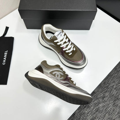 CC 26s Casual Sneakers Taupe Sliver Fabric Cowhide 626383
