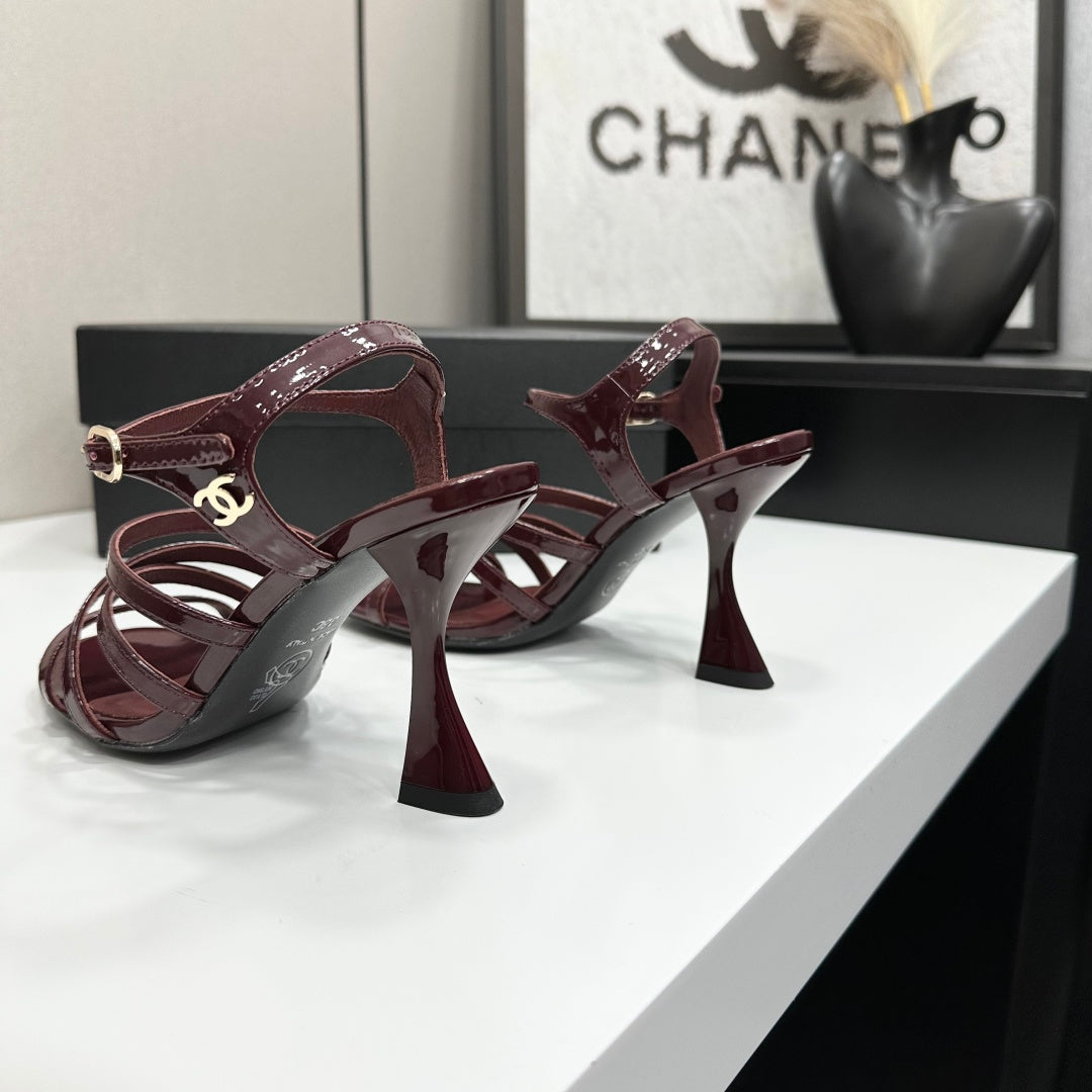 CC 26s High Heel Sandals 80 Burgundy Patent Leather 626284