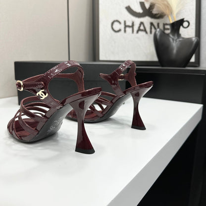 CC 26s High Heel Sandals 80 Burgundy Patent Leather 626284