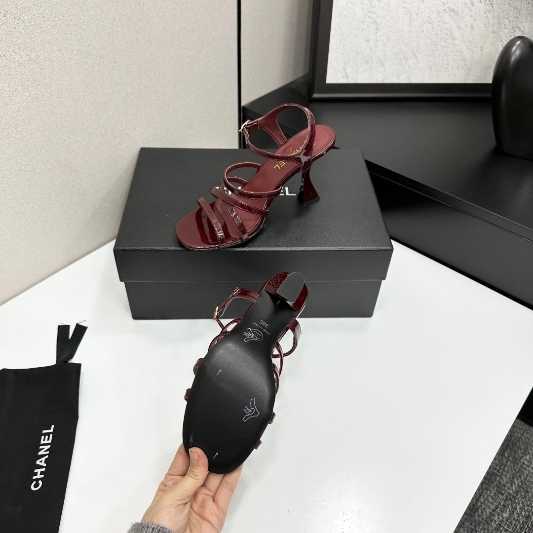 CC 26s High Heel Sandals 80 Burgundy Patent Leather 626284