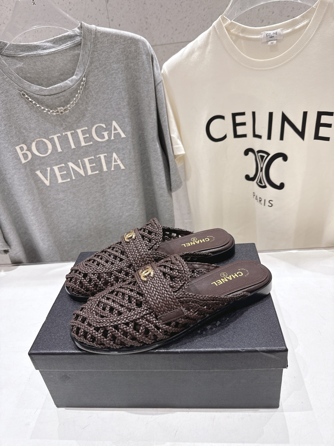 Chanel 2026 Hand-Woven Mules Chocolate Calfskin 896471