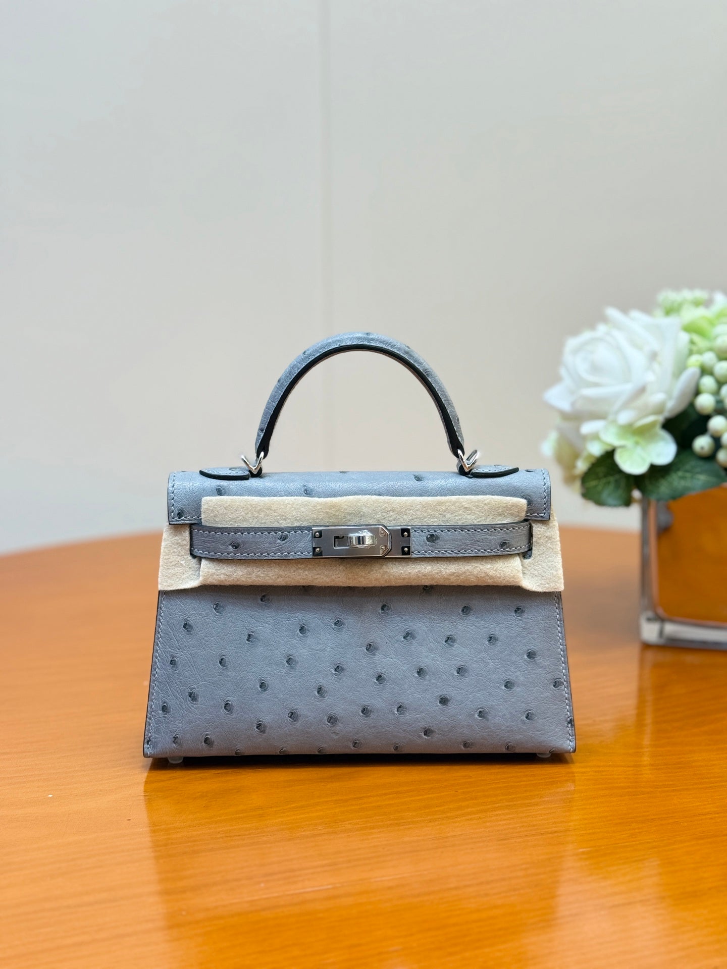Hermes 2026 Mini Kelly Bag 19cm Ostrich Leather 284449