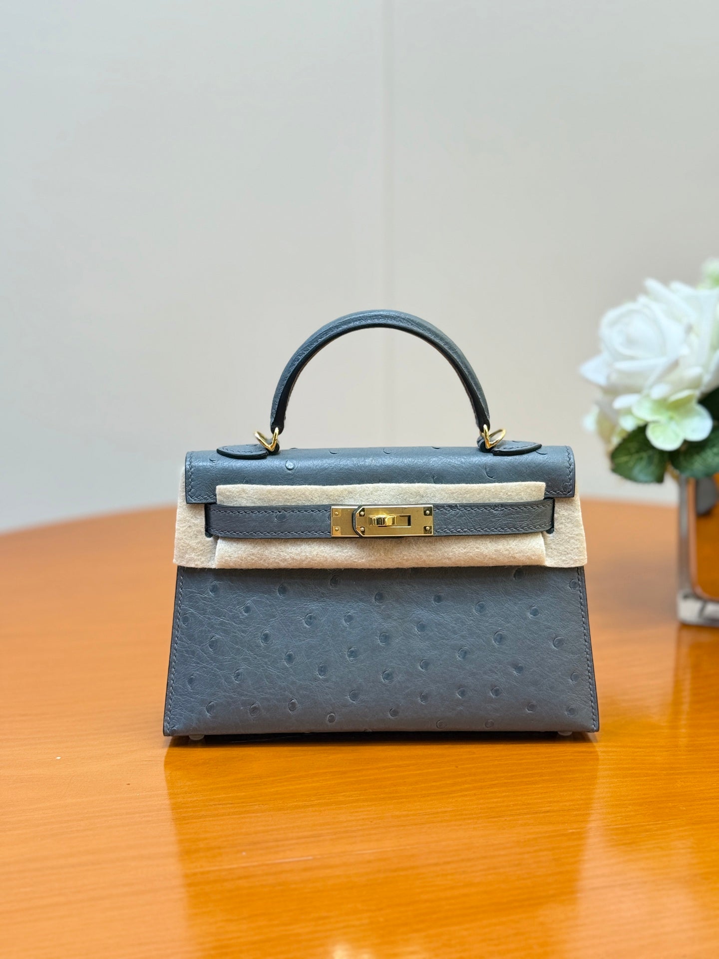 Hermes 2026 Mini Kelly Bag 19cm Ostrich Leather 284449