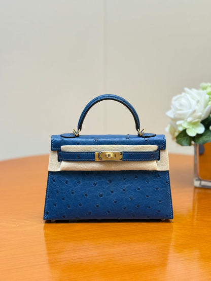 Hermes 2026 Mini Kelly Bag 19cm Ostrich Leather 284449