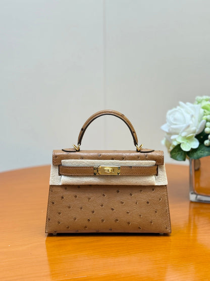 Hermes 2026 Mini Kelly Bag 19cm Ostrich Leather 284449