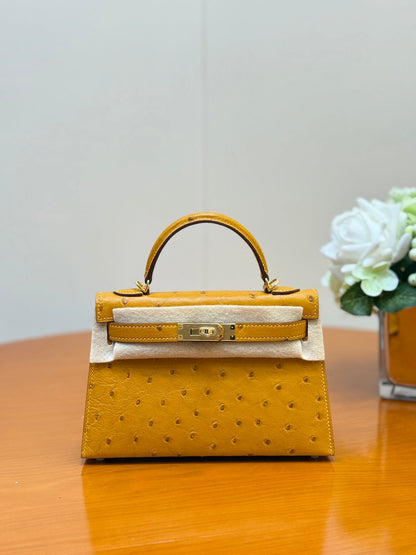 Hermes 2026 Mini Kelly Bag 19cm Ostrich Leather 284449