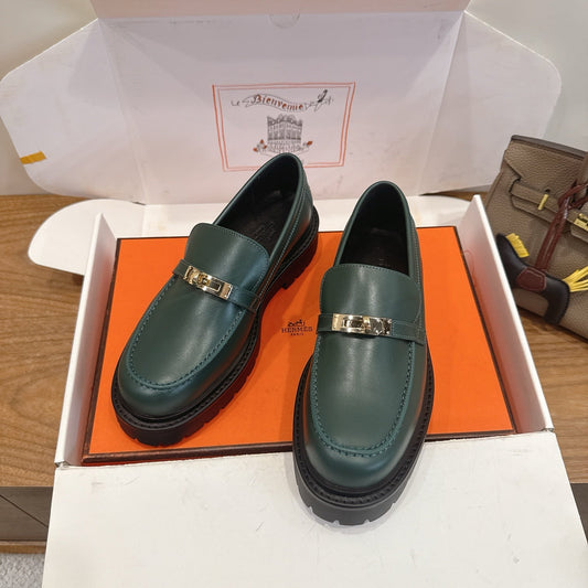 HM 26ss Loafers Dark Green Calfskin 638442