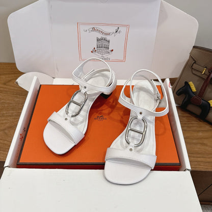 HM 26ss High-heeled Sandals 50 White Genuine Leather 638529