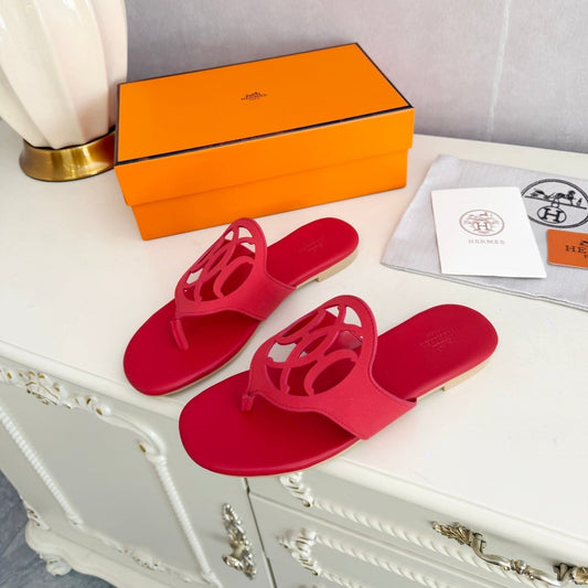 HM 26ss Pig-Nose Slipper Red Leather 605907