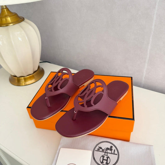 HM 26ss Pig-Nose Slipper Burgundy Leather 605909