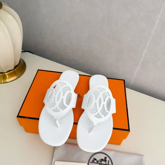 HM 26ss Pig-Nose Slipper White Leather 605912