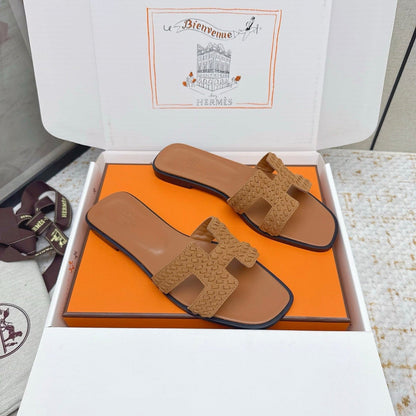 HM 26ss Oran Sandals Brown Suede Sheepskin 625138