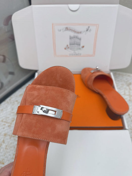 HM 26ss Oasis Sandals 50 Orange Suede Cowhide 625180