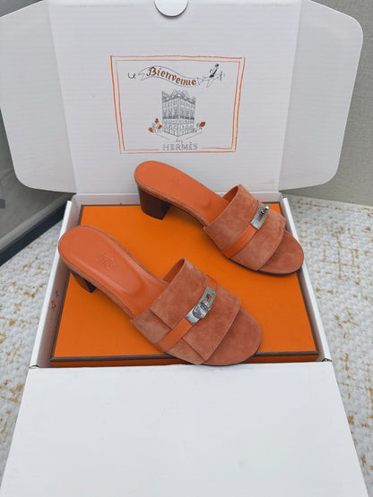 HM 26ss Oasis Sandals 50 Orange Suede Cowhide 625180