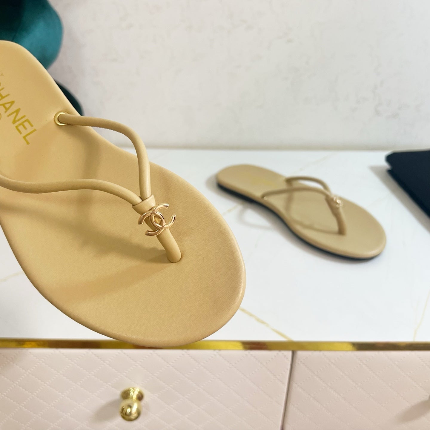 Chanel 2026 Flip-Flops With Gold Hardware Lambskin 779516