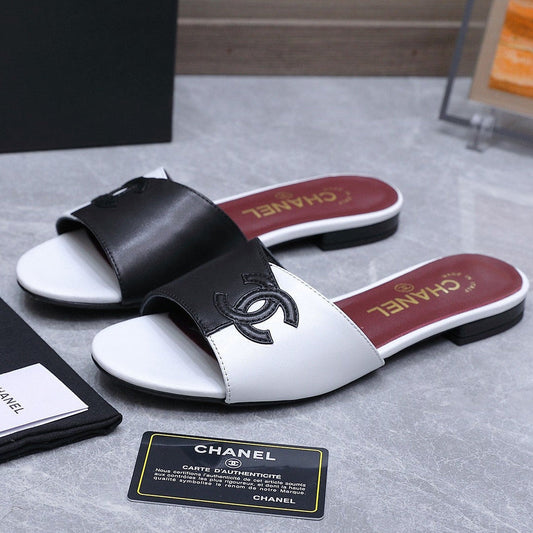 Chanel 2026 Sandals Black White Suede Leather 758412