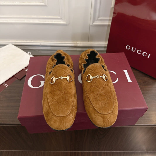 GG 26SS Loafers Brown Monogram Suede Leather 645959
