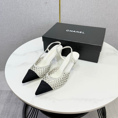 Chanel 2026 Embellished Mesh Slingback 50mm Sheepskin Satin 904533