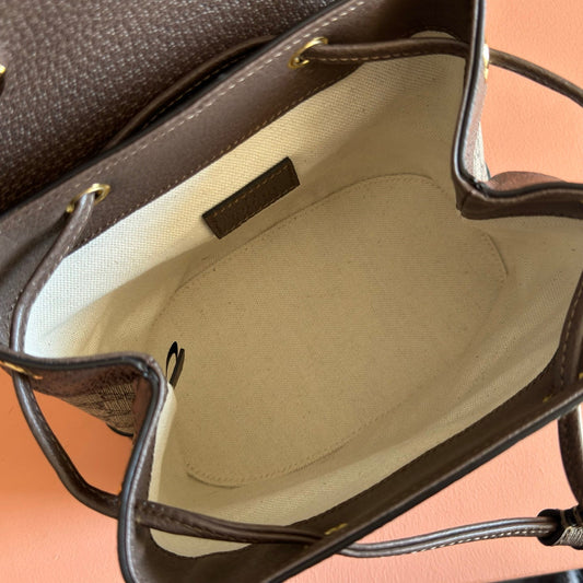 Gucci 2026 Ophidia Backpack 20.5cm Brown Ebony Canvas Leather 280939
