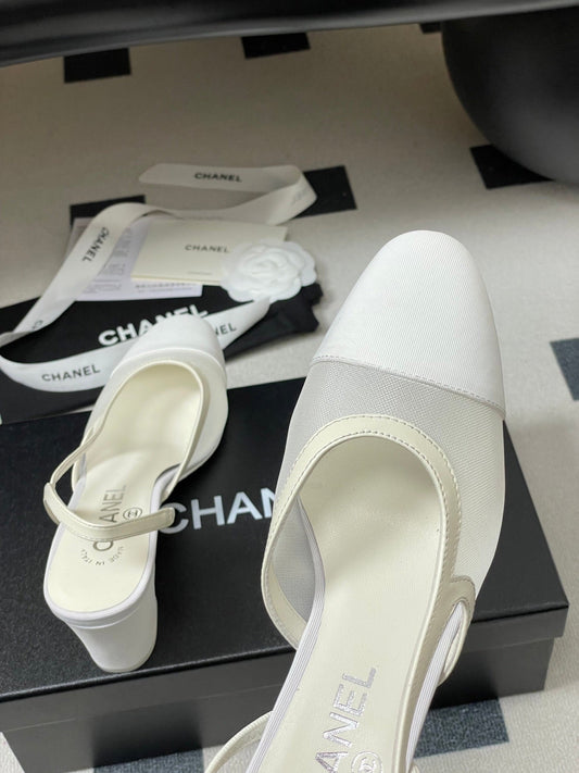 CC 26s Slingback  65 White Mesh Fabric Sheepskin 649445
