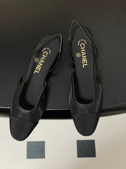 CC 26s Slingback Black Mesh Fabric Sheepskin 649450