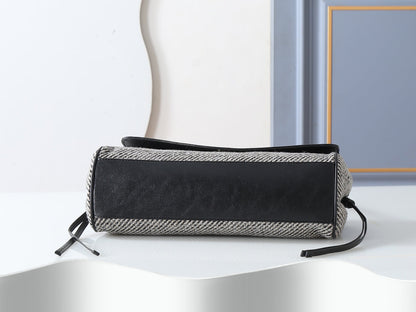 Chanel 2026 Urban Essential East West Bag 32cm Black mix Grey Leather Tweed