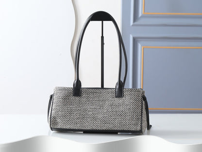 Chanel 2026 Urban Essential East West Bag 32cm Black mix Grey Leather Tweed