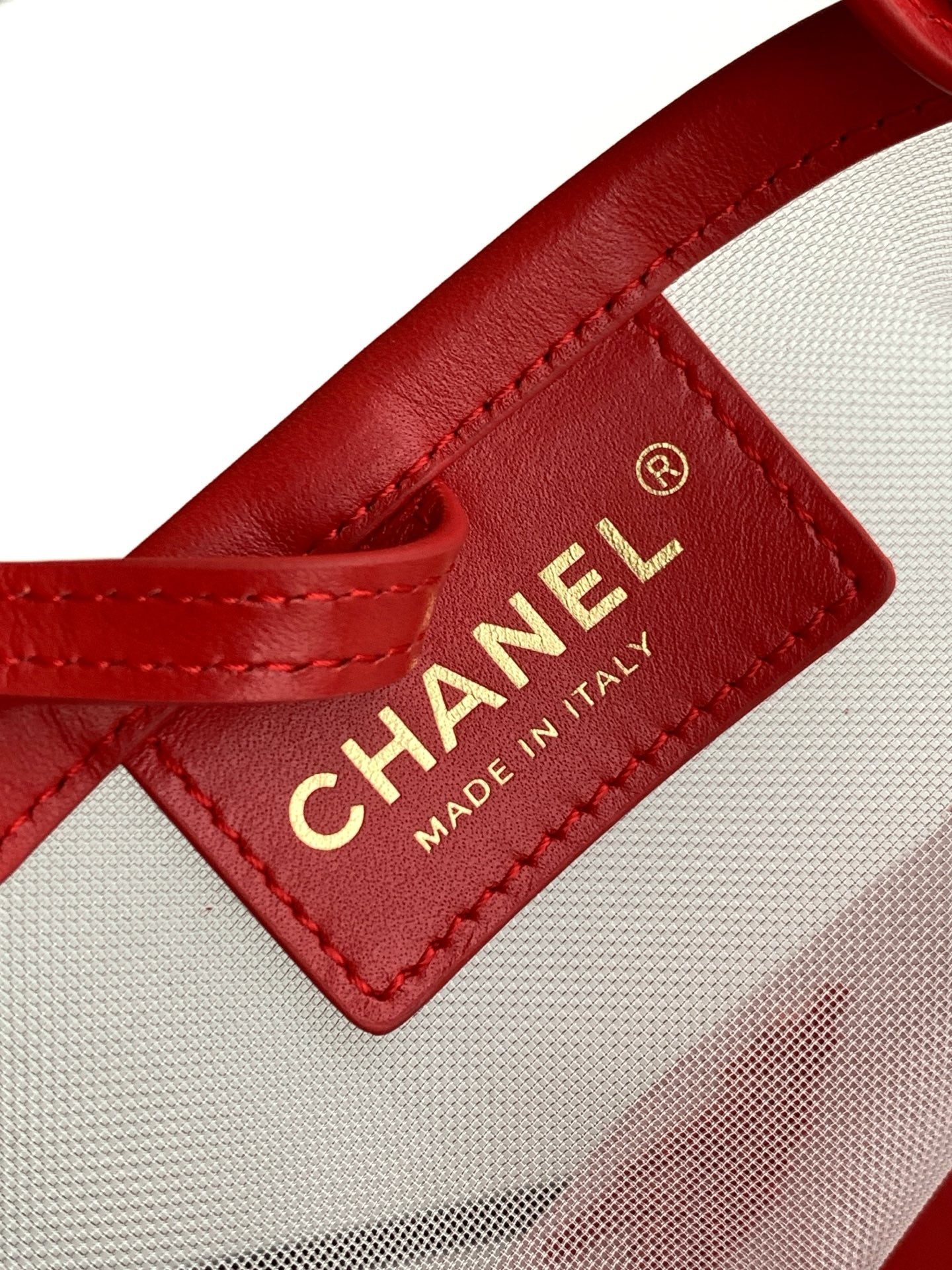 Chanel 2026 Tote Bag 31cm Red White Mesh Leather 367728