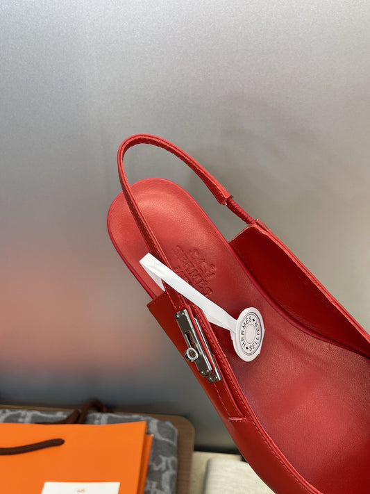 HM 26ss Slingback Flat Red Calfskin 607274