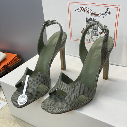 HM 26ss High Heel Sandals 105 Olive Green Cowhide 607113