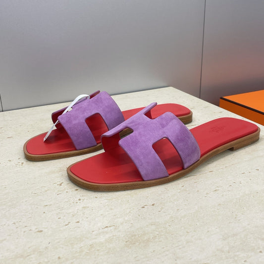 HM 26ss  Oran Sandals Red Purple Suede Cowhide 607204